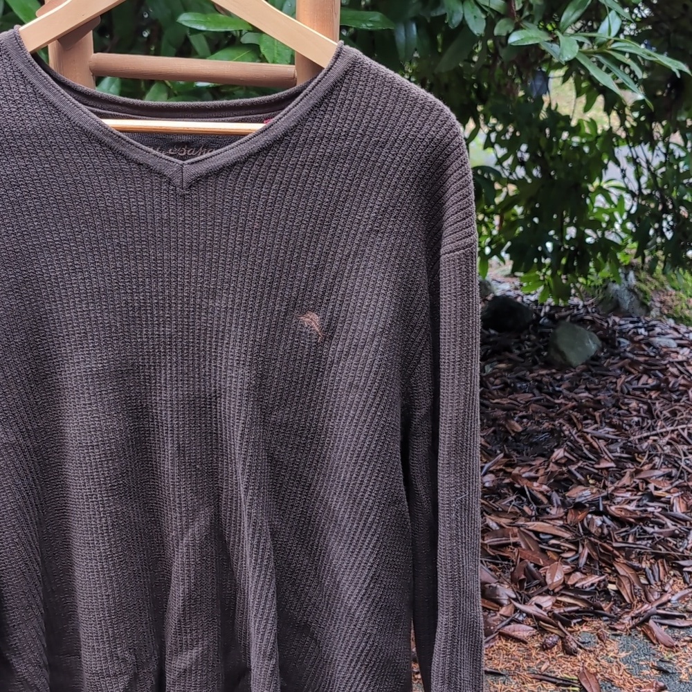 Tommy Bahama Brown V-Neck Sweater 100% Cotton - Picture 2 of 4